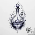 Tattoo design a magic potion bottle with a sw… – tattoo sketch (№1753941794_0, 31.07.2025 06:03) — tattoovalue.net