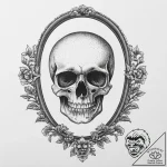 Skull in mirror, tattoo sketch design, dotwor… – tattoo sketch (№1753942184_0, 31.07.2025 06:09) — tattoovalue.net