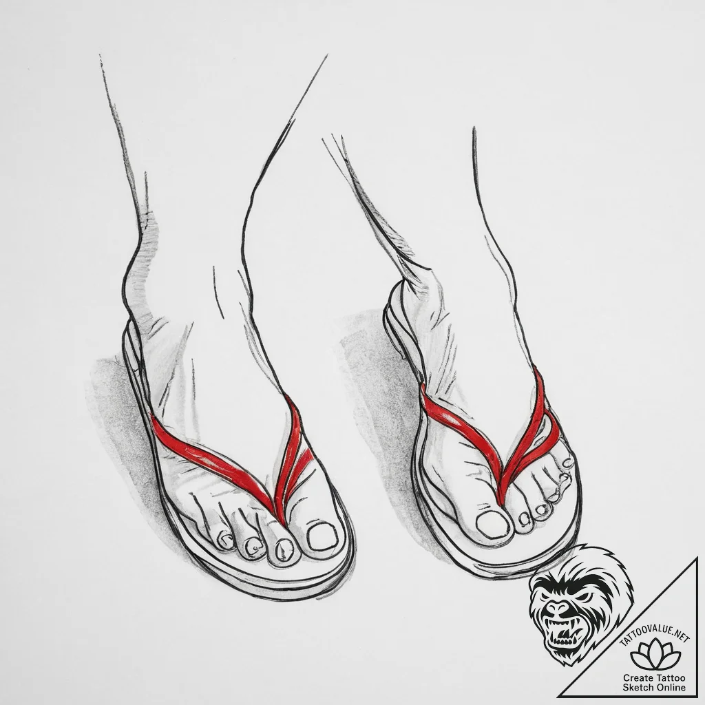 Tattoo design a pair of matching slippers or... - tattoo sketch (№1753942576_0, 31.07.2025 06:16) — tattoovalue.net