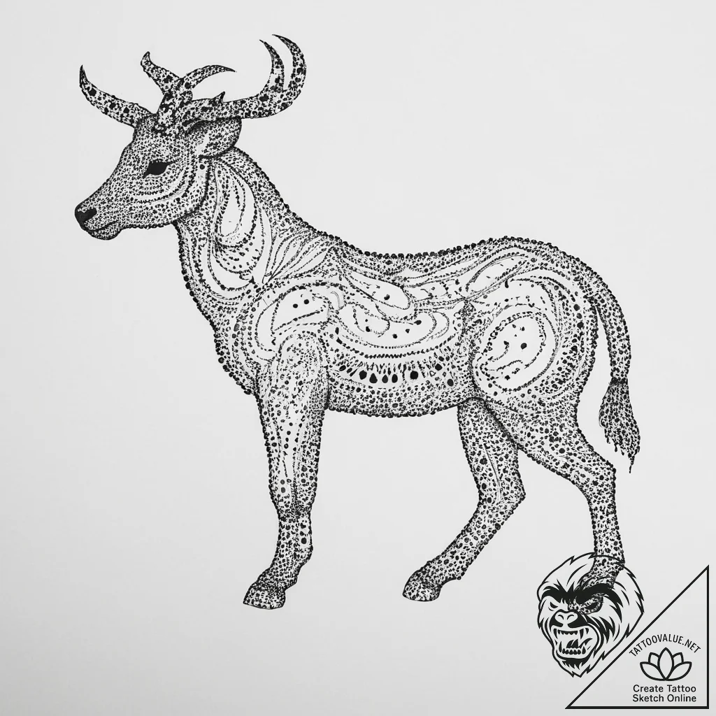 Tattoo design a zodiac animal's silhouette fo... - tattoo sketch (№1753942772_0, 31.07.2025 06:19) — tattoovalue.net