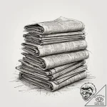 A close-up of a stack of old, yellowed newspa… – tattoo sketch (№1753944138_0, 31.07.2025 06:42) — tattoovalue.net