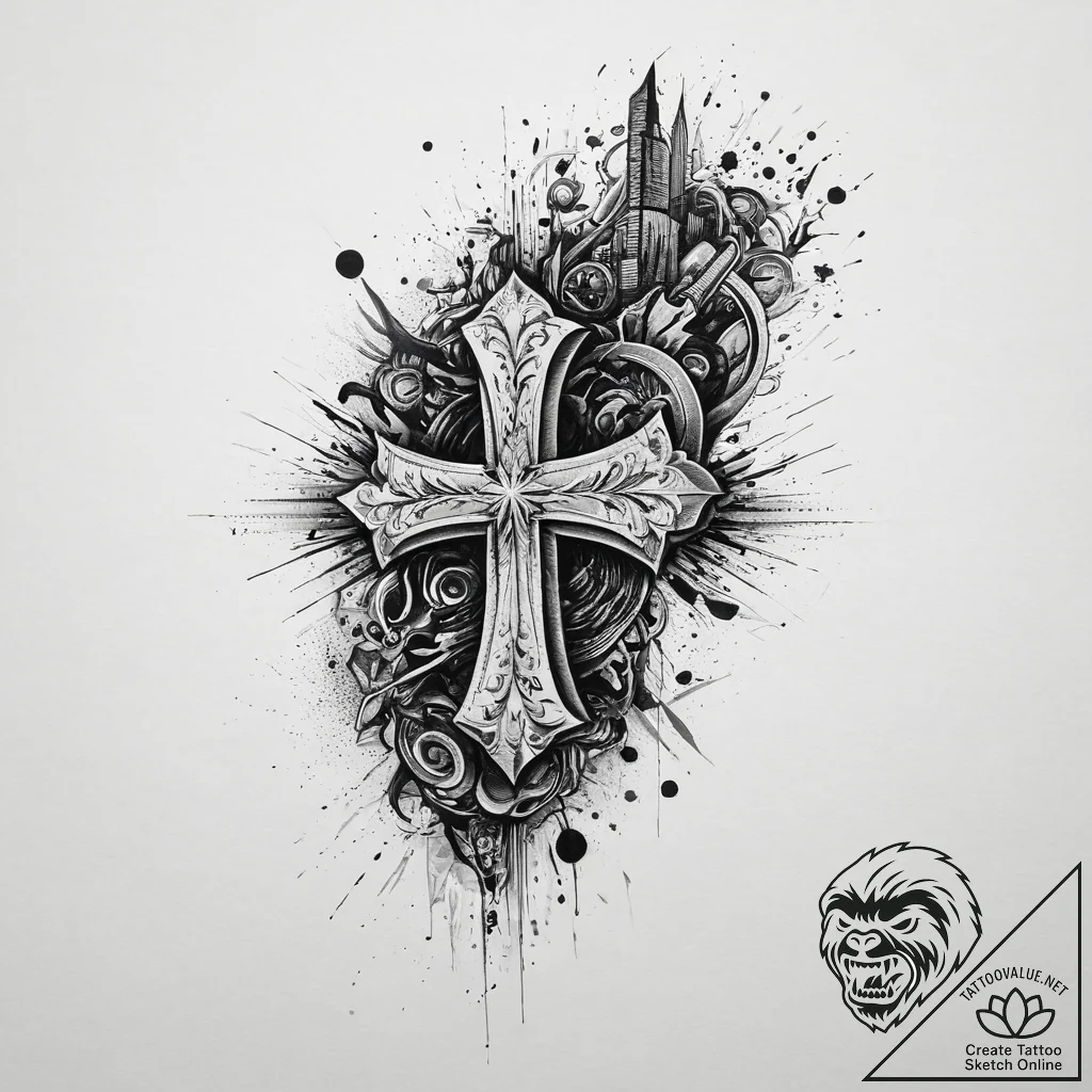 Tattoo design a stylized representation of po... - tattoo sketch (№1753944337_0, 31.07.2025 06:45) — tattoovalue.net