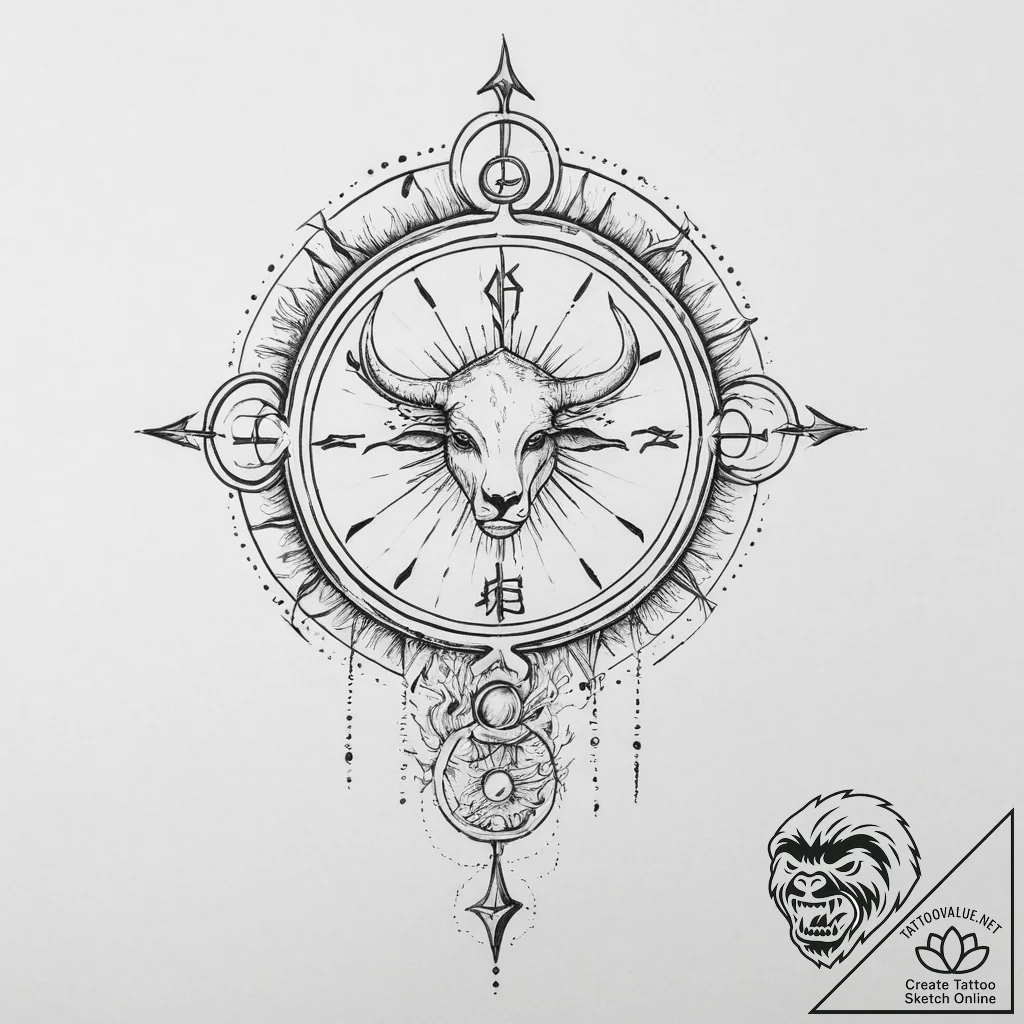 Tattoo sketch a zodiac glyph with its corresp... - tattoo sketch (№1753944728_0, 31.07.2025 06:52) — tattoovalue.net