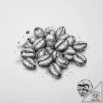 A close-up of roasting coffee beans., ink ill… – tattoo sketch (№1753945514_0, 31.07.2025 07:05) — tattoovalue.net