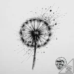 Tattoo design a dandelion with seeds blowing… – tattoo sketch (№1753946521_0, 31.07.2025 07:22) — tattoovalue.net