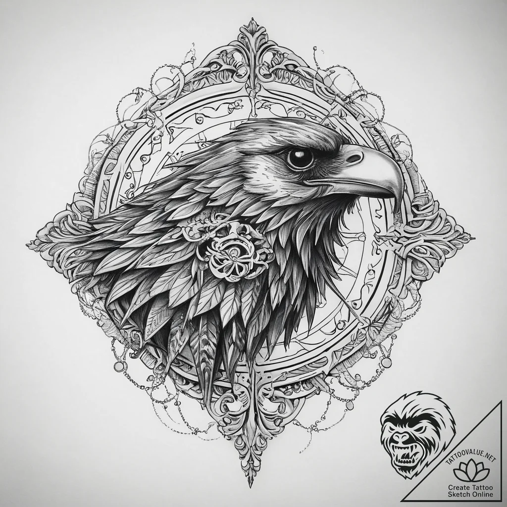 The three-eyed raven from game of thrones, ta... - tattoo sketch (№1753947367_0, 31.07.2025 07:36) — tattoovalue.net