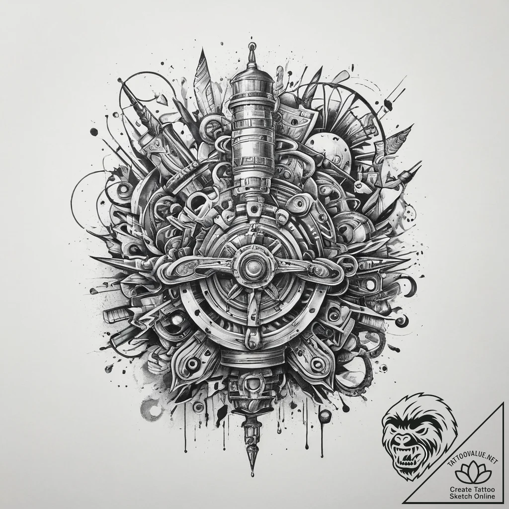 The interior of a working, old-fashioned lett... - tattoo sketch (№1753949904_0, 31.07.2025 08:18) — tattoovalue.net