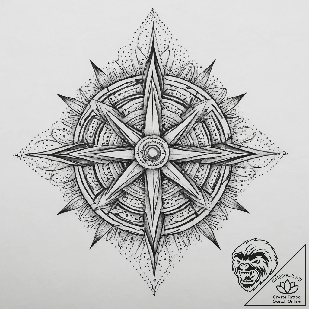 Tattoo sketch: a bold kolovrat, with each ray... - tattoo sketch (№1753952018_0, 31.07.2025 08:53) — tattoovalue.net