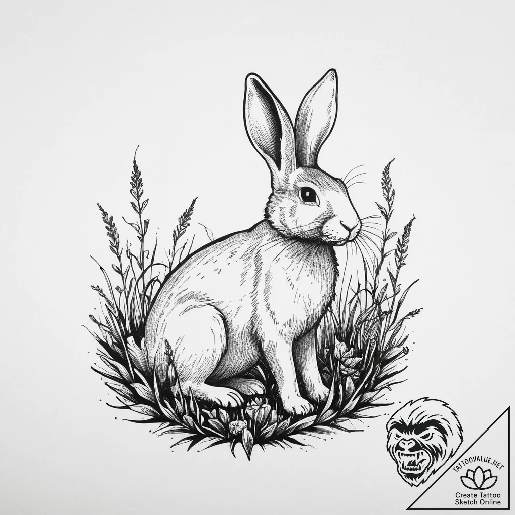 Tattoo design a simple silhouette of a rabbit... - tattoo sketch (№1753952864_0, 31.07.2025 09:07) — tattoovalue.net