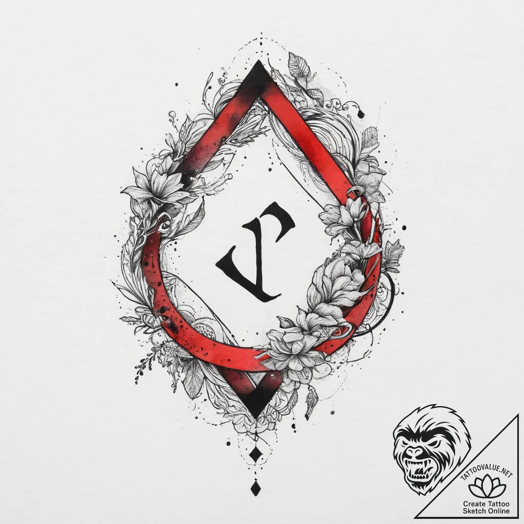 121. tattoo sketch: the rune "lelya," with fl... - tattoo sketch (№1753953476_0, 31.07.2025 09:17) — tattoovalue.net