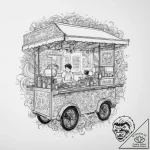 A street food vendor serving noodles from a c… – tattoo sketch (№1753953673_0, 31.07.2025 09:21) — tattoovalue.net