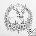 Tattoo sketch a zodiac animal resting among a… – tattoo sketch (№1753954851_0, 31.07.2025 09:40) — tattoovalue.net