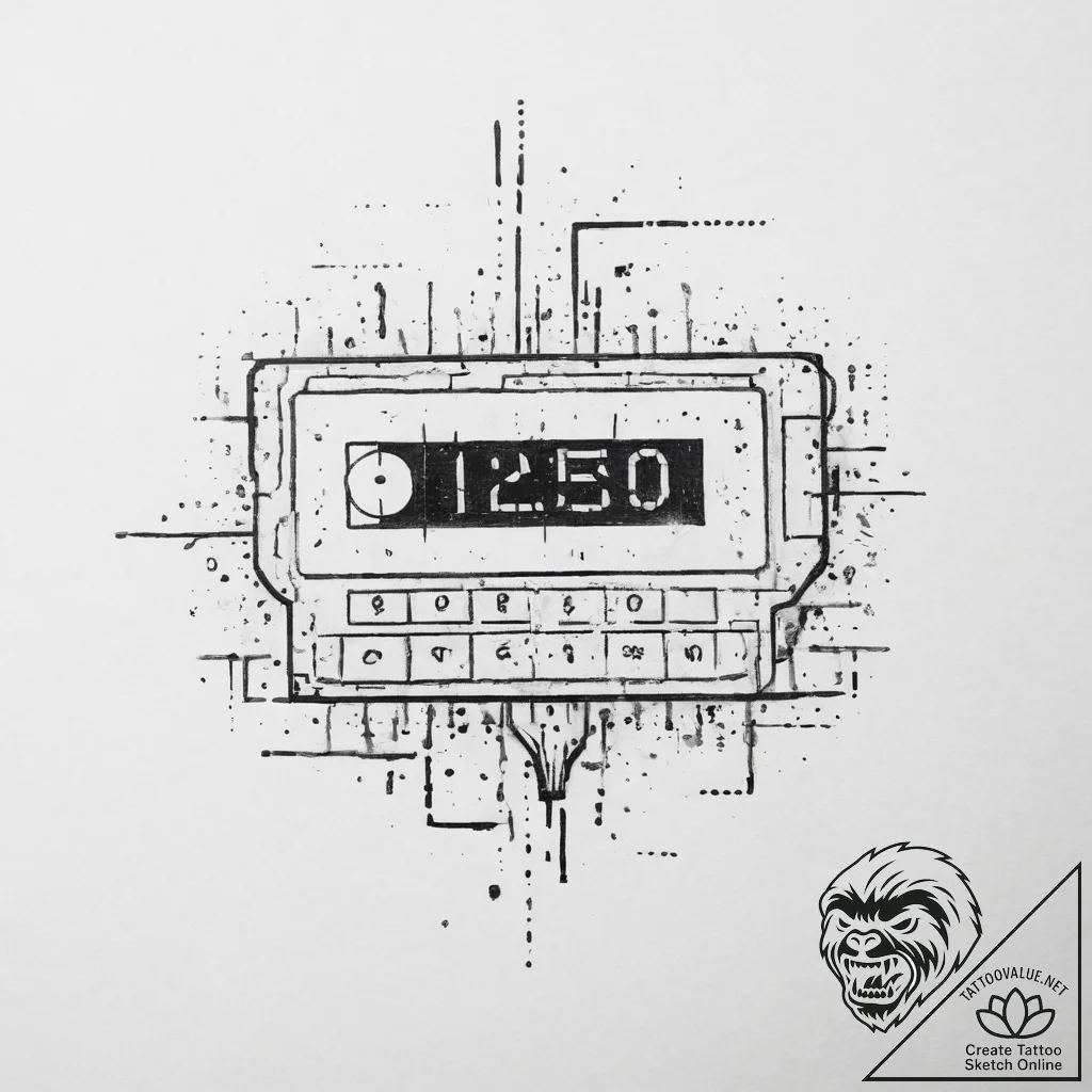 Tattoo sketch a pixelated score counter with... - tattoo sketch (№1753955045_0, 31.07.2025 09:44) — tattoovalue.net