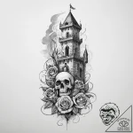 Tattoo sketch a sturdy castle tower standing… – tattoo sketch (№1753955434_0, 31.07.2025 09:50) — tattoovalue.net