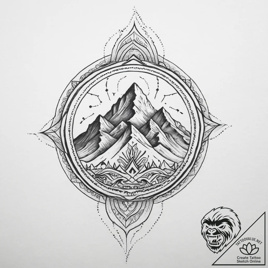 Tattoo sketch a geometric depiction of a moun... - tattoo sketch (№1753955828_0, 31.07.2025 09:57) — tattoovalue.net