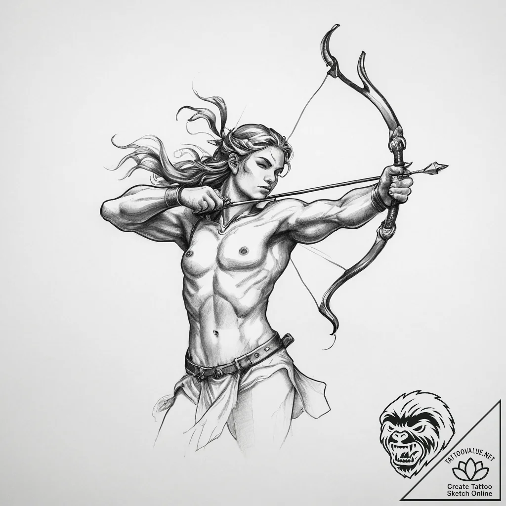 Tattoo sketch a sagittarius archer as an anci... - tattoo sketch (№1753957000_0, 31.07.2025 10:16) — tattoovalue.net