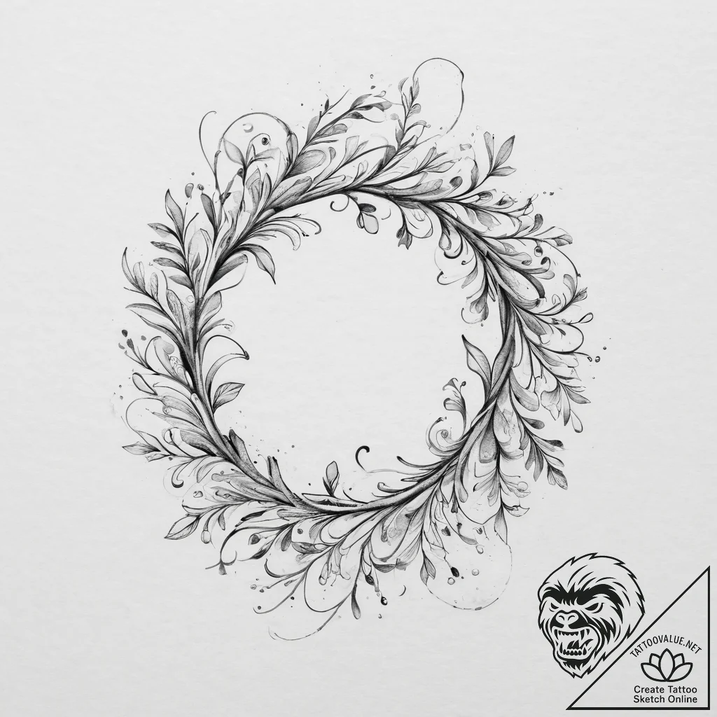 Tattoo design a flowing vine with small leave... - tattoo sketch (№1753957193_0, 31.07.2025 10:19) — tattoovalue.net