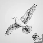 Seagull, concept art for tattoo, on a clean w… – tattoo sketch (№1753957782_0, 31.07.2025 10:29) — tattoovalue.net