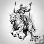 Tattoo sketch a mythical warrior riding a pow… – tattoo sketch (№1753958170_0, 31.07.2025 10:36) — tattoovalue.net