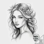 Tattoo design a realistic portrait of a virgo… – tattoo sketch (№1753959542_0, 31.07.2025 10:59) — tattoovalue.net