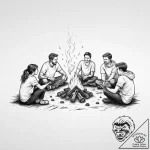 A group of people around a campfire, telling… – tattoo sketch (№1753960322_0, 31.07.2025 11:12) — tattoovalue.net