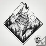 Tattoo design a wolf howling victoriously on… – tattoo sketch (№1753960716_0, 31.07.2025 11:18) — tattoovalue.net