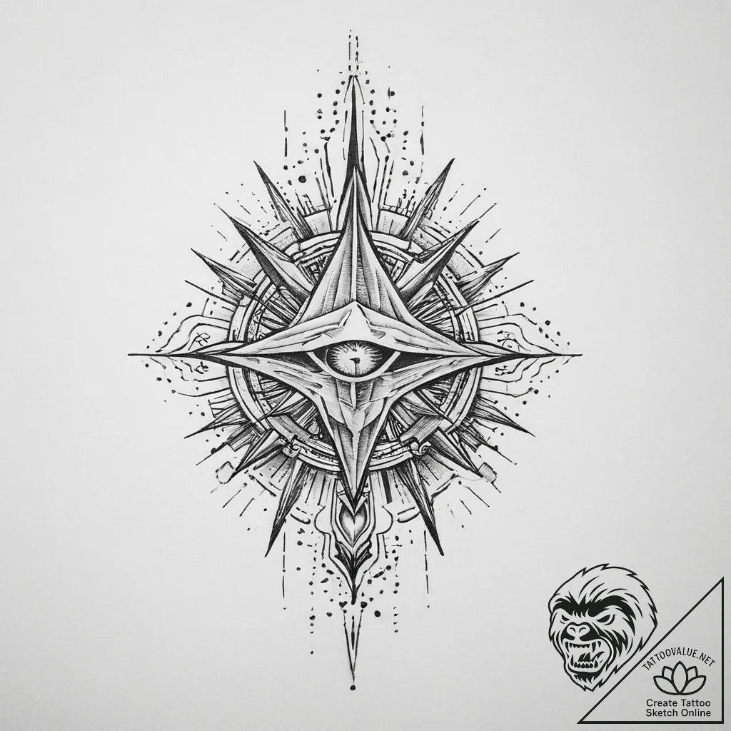 Ray, concept art for tattoo, on a clean white... - tattoo sketch (№1753961502_0, 31.07.2025 11:31) — tattoovalue.net
