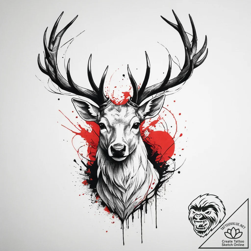 A peryton (winged stag), tattoo flash sheet d... - tattoo sketch (№1753962285_0, 31.07.2025 11:44) — tattoovalue.net