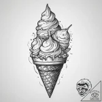 Tattoo design ‘ice cream cone’ on one, ‘scoop… – tattoo sketch (№1753962480_0, 31.07.2025 11:48) — tattoovalue.net