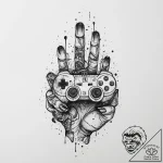 Tattoo design a gamer’s hand holding a glowin… – tattoo sketch (№1753962674_0, 31.07.2025 11:51) — tattoovalue.net