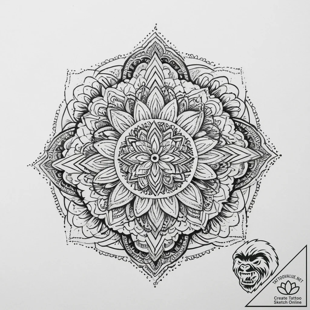A mandala pattern (is there, but can be half-... - tattoo sketch (№1753963064_0, 31.07.2025 11:57) — tattoovalue.net