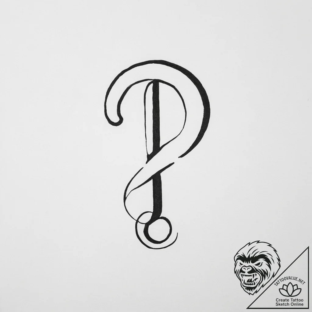 An interrobang symbol - tattoo sketch (№1753964237_0, 31.07.2025 12:17) — tattoovalue.net