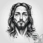 Jesus christ, ink illustration for tattoo, on… – tattoo sketch (№1753965028_0, 31.07.2025 12:30) — tattoovalue.net