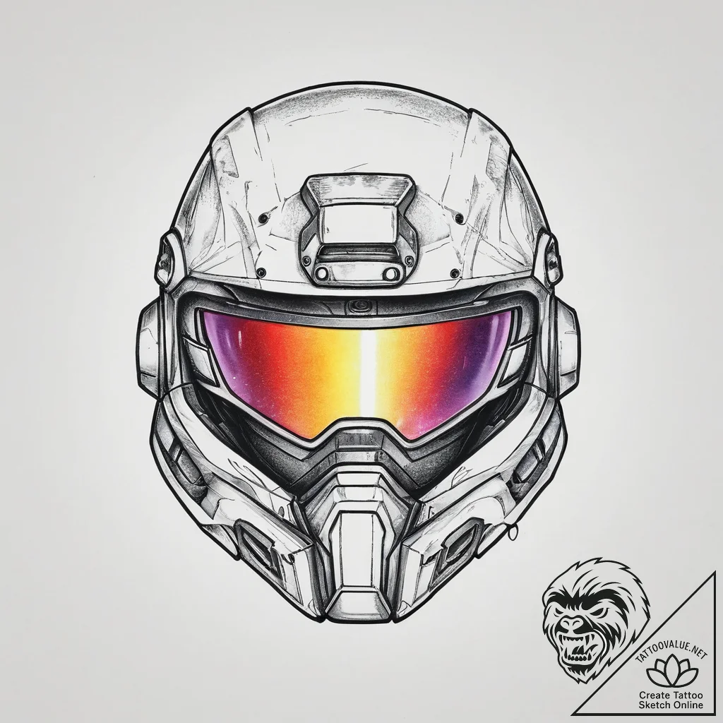 Tattoo design a sleek, futuristic soldier's h... - tattoo sketch (№1753965225_0, 31.07.2025 12:33) — tattoovalue.net