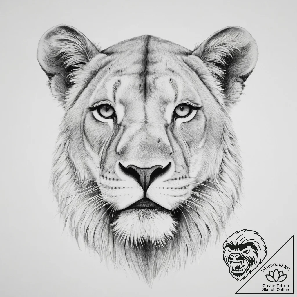 Lioness - tattoo sketch (№1753966002_0, 31.07.2025 12:46) — tattoovalue.net