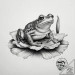 A photorealistic shot of a frog on a lily pad… – tattoo sketch (№1753967748_0, 31.07.2025 13:15) — tattoovalue.net