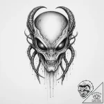 A xenomorph from alien, ink illustration for… – tattoo sketch (№1753968719_0, 31.07.2025 13:31) — tattoovalue.net