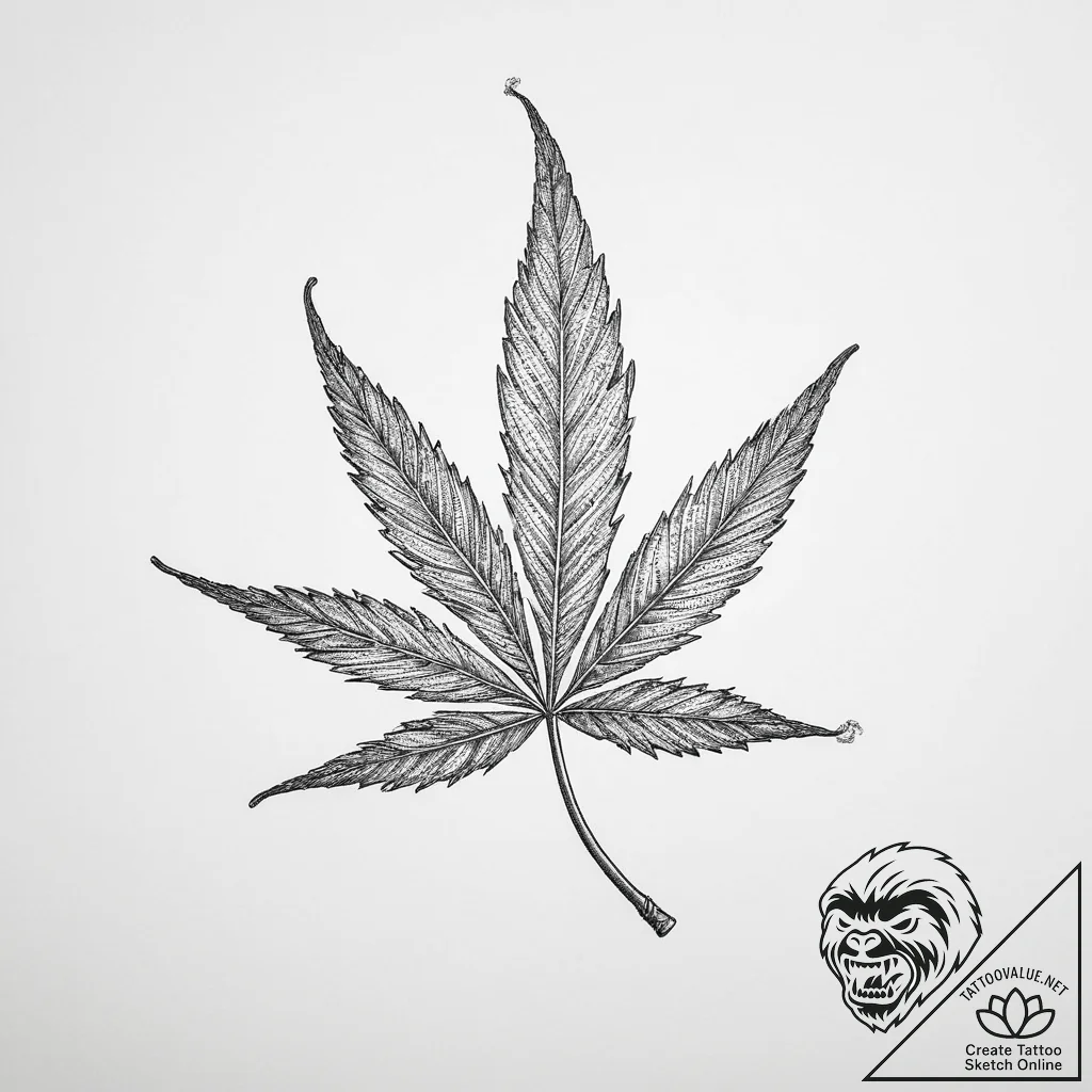 Hemp - tattoo sketch (№1753969683_0, 31.07.2025 13:48) — tattoovalue.net