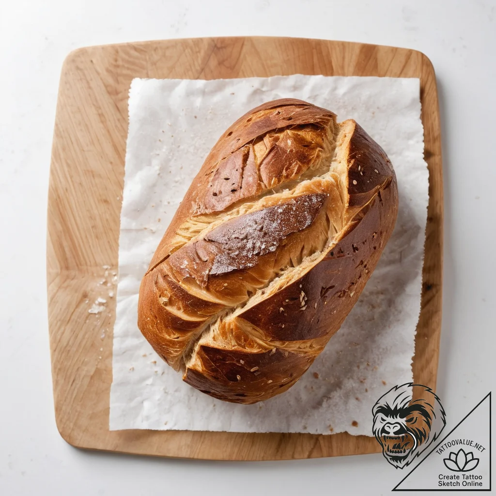 A rustic, overhead shot of a freshly baked so... - tattoo sketch (№1753969874_0, 31.07.2025 13:51) — tattoovalue.net