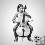 A person playing a cello with intense emotion… – tattoo sketch (№1753970657_0, 31.07.2025 14:04) — tattoovalue.net