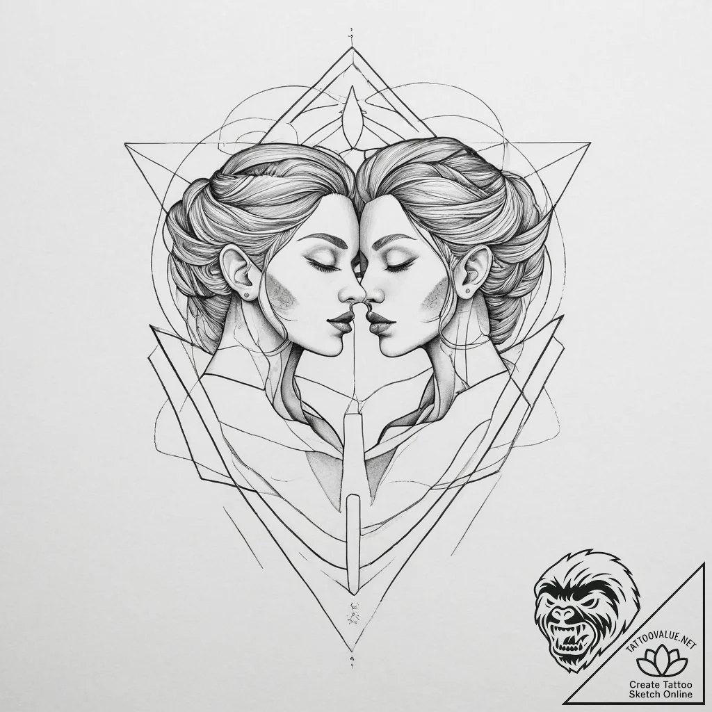 Tattoo sketch gemini twin figures created fro... - tattoo sketch (№1753972817_0, 31.07.2025 14:40) — tattoovalue.net