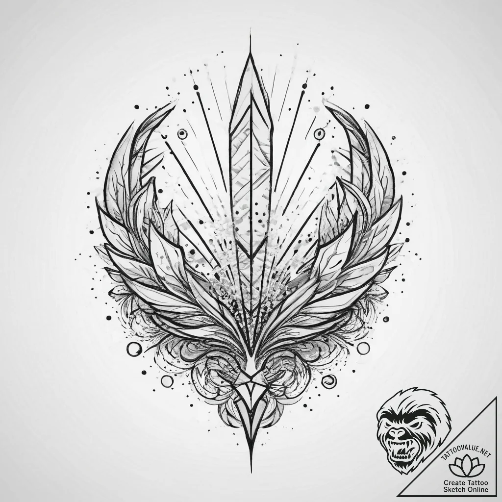 Tattoo design a glowing "victory screen" with... - tattoo sketch (№1753973011_0, 31.07.2025 14:43) — tattoovalue.net