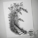 A path winding through a dense bamboo forest,… – tattoo sketch (№1753973207_0, 31.07.2025 14:46) — tattoovalue.net