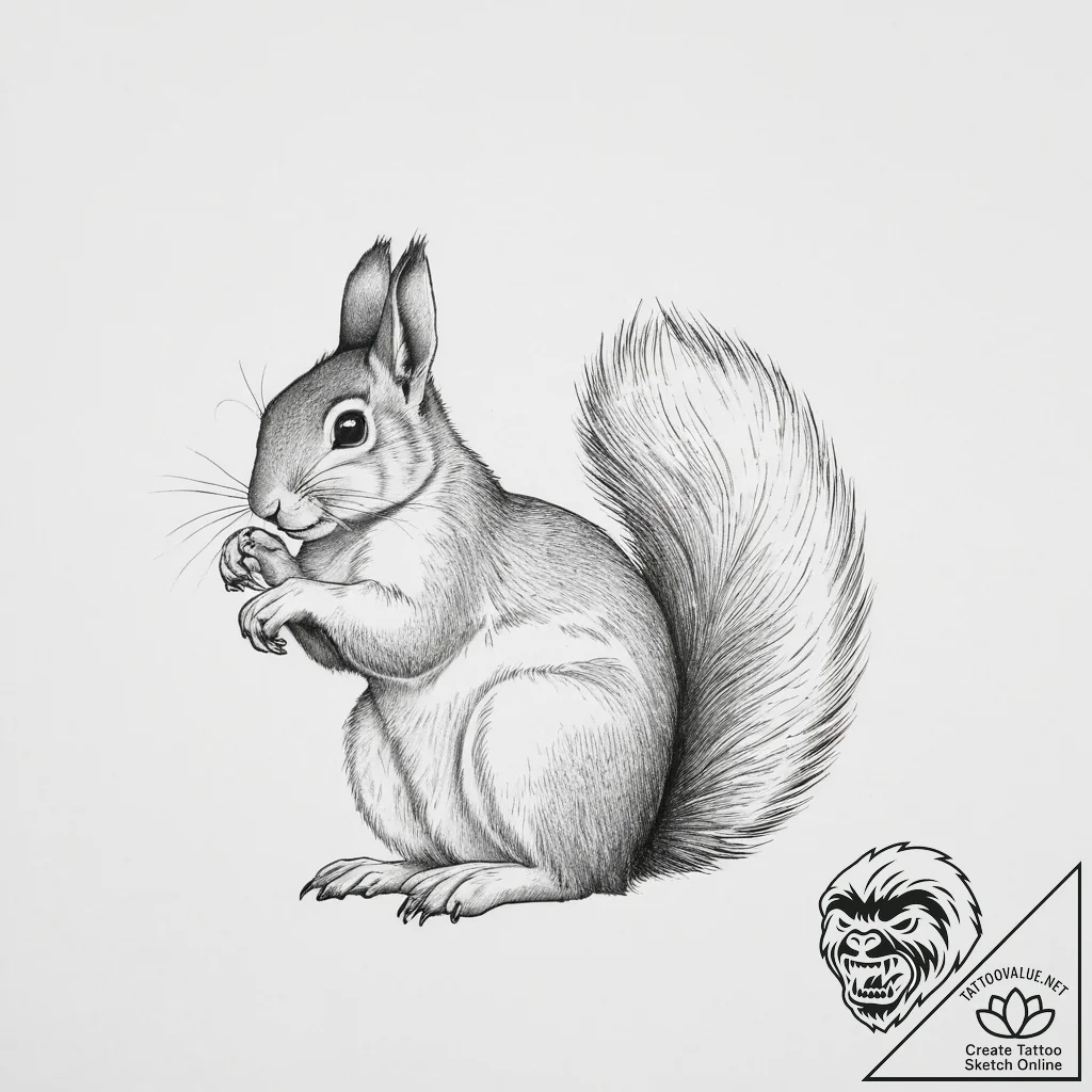 Tattoo design a whimsical squirrel or rabbit,... - tattoo sketch (№1753973800_0, 31.07.2025 14:56) — tattoovalue.net