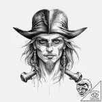 Pirate, ink illustration for tattoo, sketch t… – tattoo sketch (№1753974814_0, 31.07.2025 15:13) — tattoovalue.net