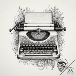 Typewriter, tattoo sketch design, ornamental… – tattoo sketch (№1753976234_0, 31.07.2025 15:37) — tattoovalue.net