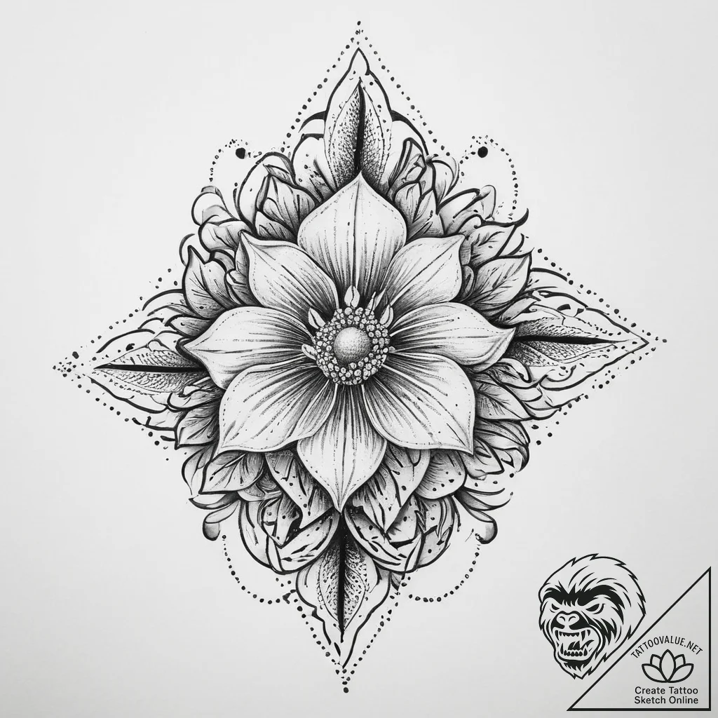 Tattoo design a floral design with a subtle,... - tattoo sketch (№1753977831_0, 31.07.2025 16:03) — tattoovalue.net