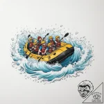 A person white water rafting down a turbulent… – tattoo sketch (№1753978232_0, 31.07.2025 16:10) — tattoovalue.net