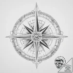 Tattoo design a compass pointing to an abstra… – tattoo sketch (№1753978831_0, 31.07.2025 16:20) — tattoovalue.net