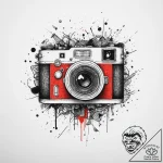 Camera, tattoo drawing outline, on a clean wh… – tattoo sketch (№1753979031_0, 31.07.2025 16:23) — tattoovalue.net